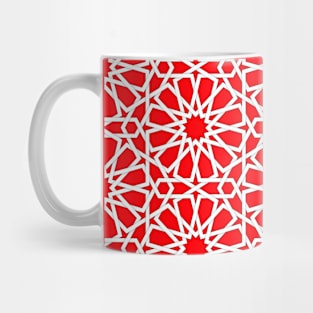 Red and White Star Moroccan Star Pattern Mug